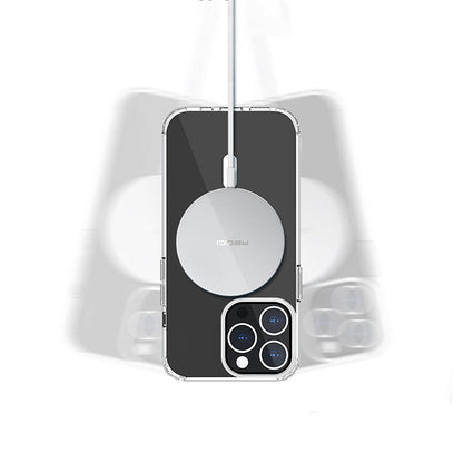 iPhone 13 Kılıf M-safe Şarj Özellikli Airbagli Şeffaf PC Arka Yüzey Recci Magnetik Suction Serisi Kapak