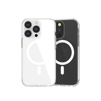 iPhone 13 Kılıf M-safe Şarj Özellikli Airbagli Şeffaf PC Arka Yüzey Recci Magnetik Suction Serisi Kapak