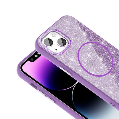 Apple iPhone 13 Kılıf M-safe Şarj Özellikli Parlayan Simli Zore Okso Kapak