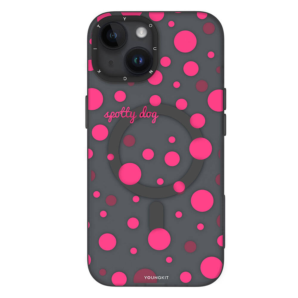 iPhone 13 Kılıf M-safe Şarj Özellikli Polka Dot Desenli Youngkit Spots Serisi Kapak