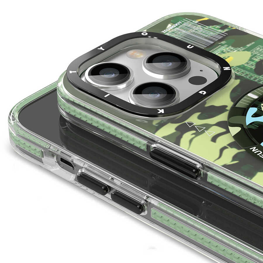 iPhone 13 Kılıf M-safe Şarj Özellikli YoungKit Kamuflaj Serisi Kapak
