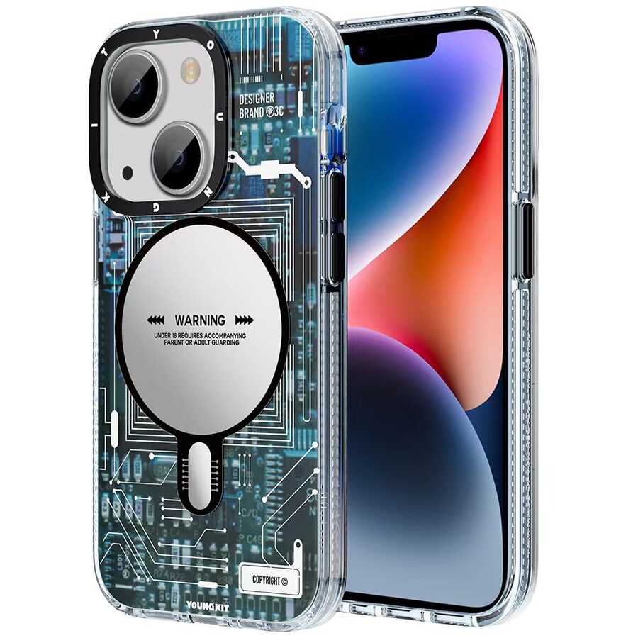 iPhone 13 Kılıf M-safe Şarj Özellikli YoungKit Technology Serisi Kapak