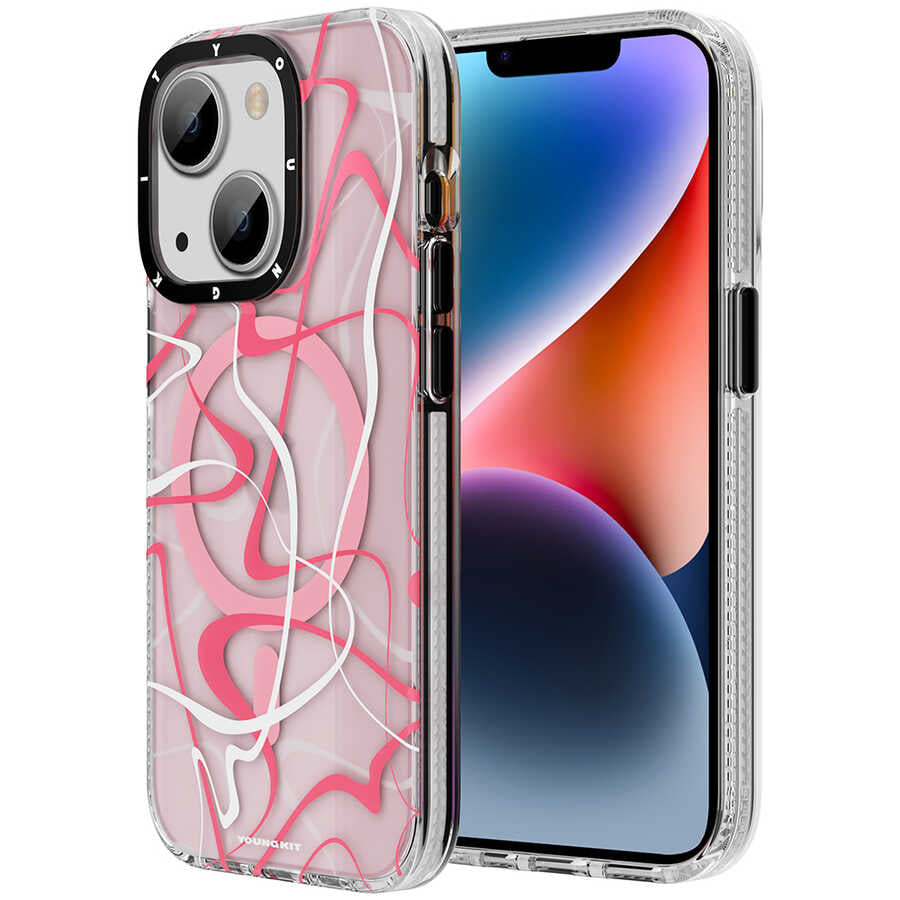 iPhone 13 Kılıf M-safe Şarj Özellikli Youngkit Water-Ink Serisi Kapak