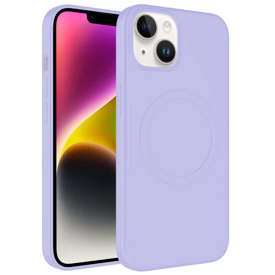 Apple iPhone 13 Kılıf M-safe Wireless Şarj Özellikli Pastel Renk Silikon Zore Plas Kapak