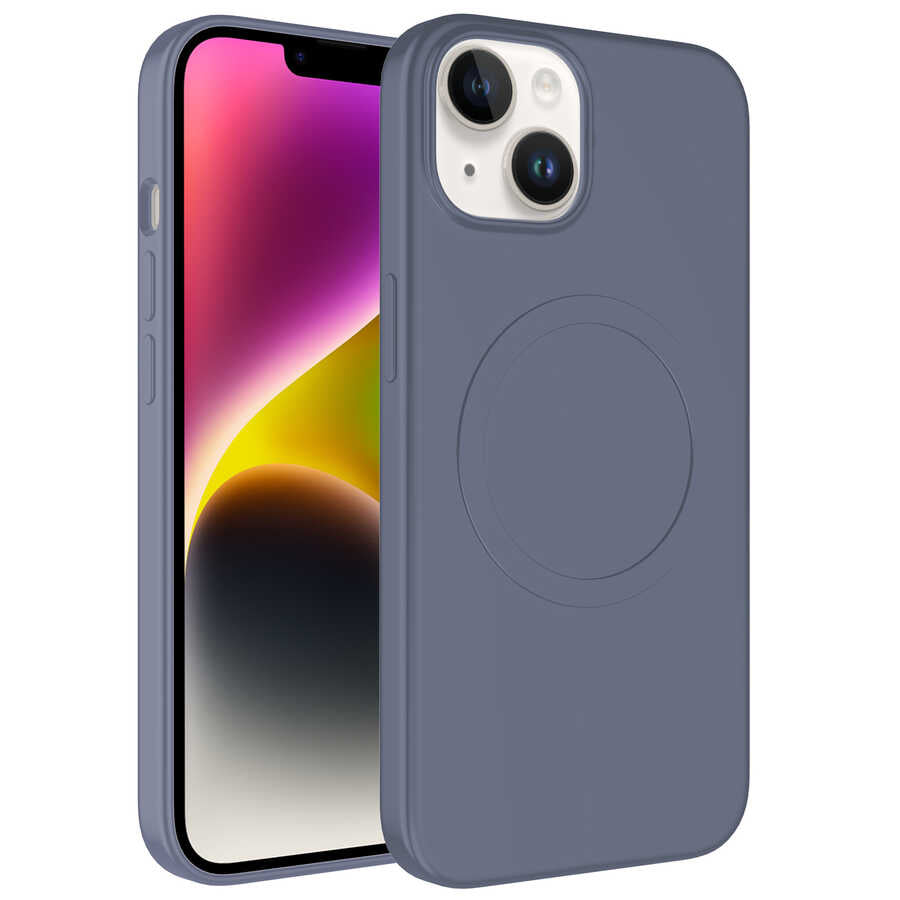 Apple iPhone 13 Kılıf M-safe Wireless Şarj Özellikli Pastel Renk Silikon Zore Plas Kapak