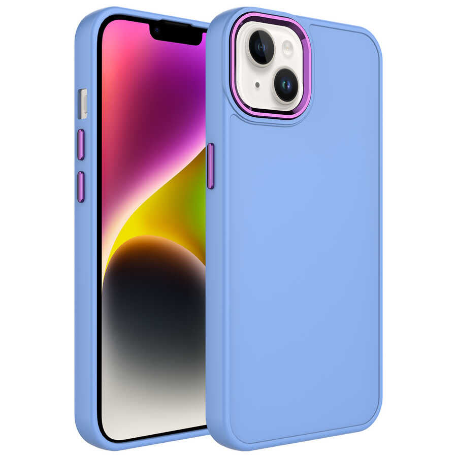 Apple iPhone 13 Kılıf Metal Çerçeve ve Buton Tasarımlı Silikon Zore Luna Kapak
