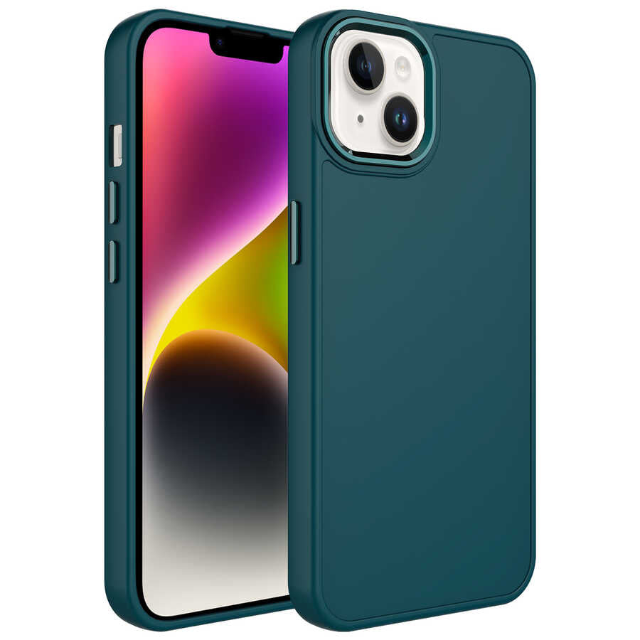 Apple iPhone 13 Kılıf Metal Çerçeve ve Buton Tasarımlı Silikon Zore Luna Kapak