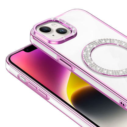 Apple iPhone 13 Kılıf Pırlanta Taş Tasarımlı M-safe Şarj Özellikli Zore Karetta Silikon Kapak