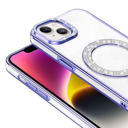 Apple iPhone 13 Kılıf Pırlanta Taş Tasarımlı M-safe Şarj Özellikli Zore Karetta Silikon Kapak