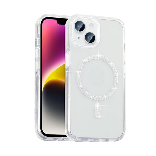 Apple iPhone 13 Kılıf Taşlı Tasarım M-safe Şarj Özellikli Zore Koment Silikon Kapak