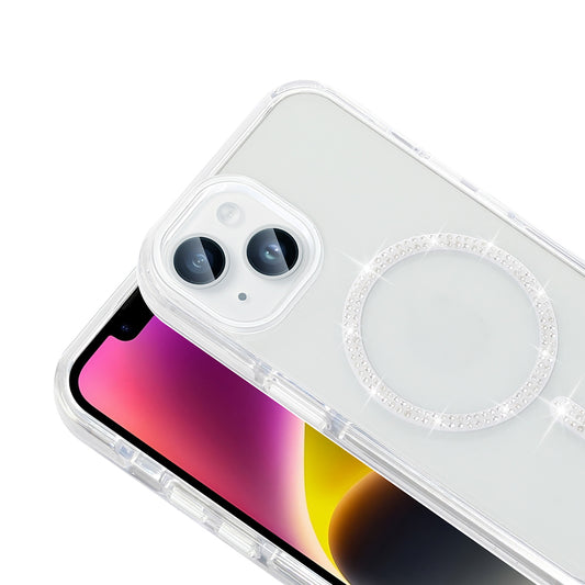 Apple iPhone 13 Kılıf Taşlı Tasarım M-safe Şarj Özellikli Zore Koment Silikon Kapak