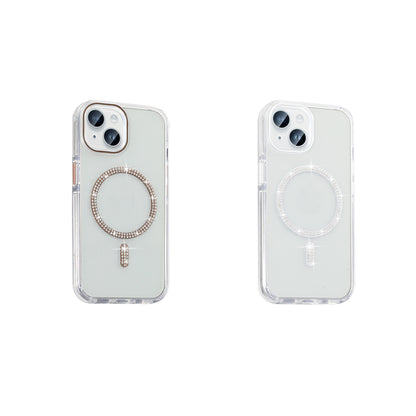 Apple iPhone 13 Kılıf Taşlı Tasarım M-safe Şarj Özellikli Zore Koment Silikon Kapak