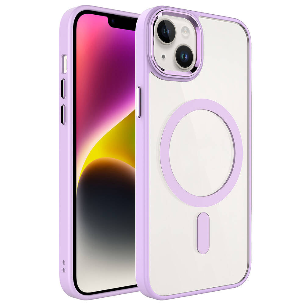 Apple iPhone 13 Kılıf Wireless Şarj Özellikli Zore Krom M-safe Silikon Kapak