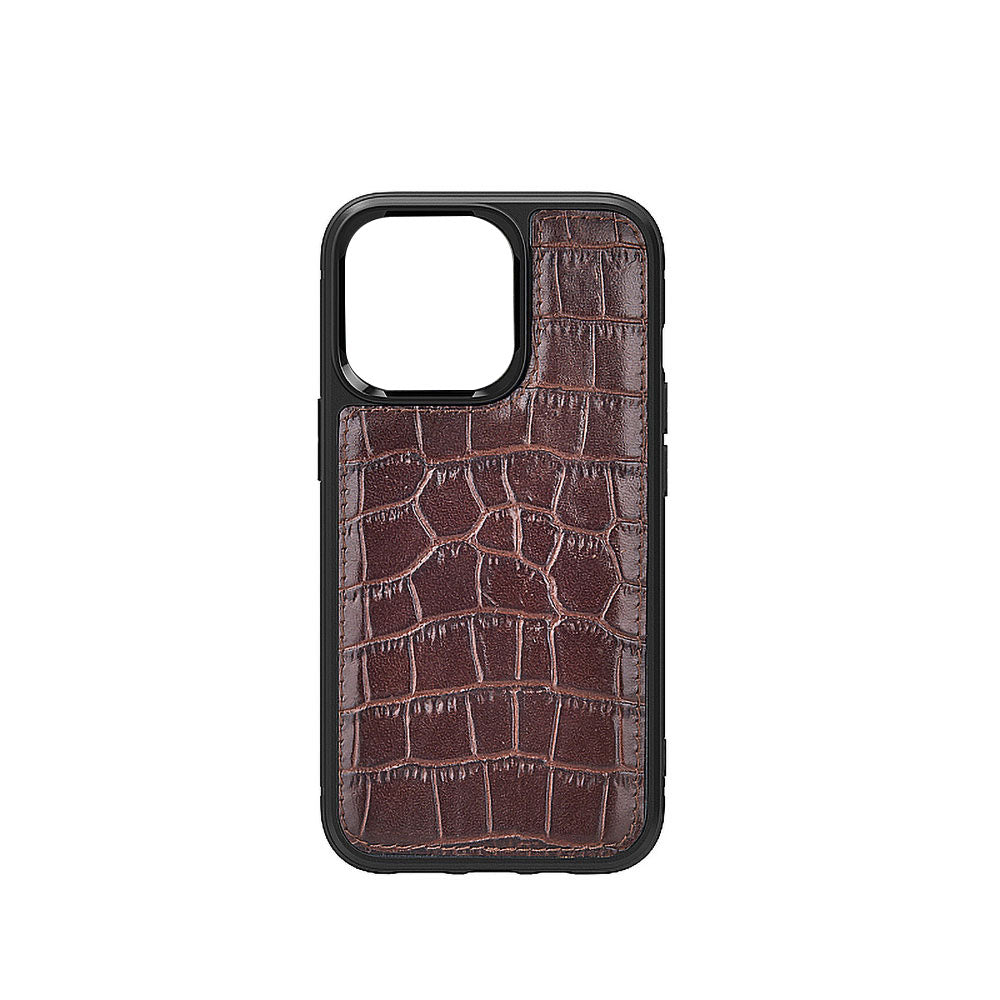 iPhone 13 Kılıf Wiwu Croco Pattern Calfskin Orjinal Deri Kapak