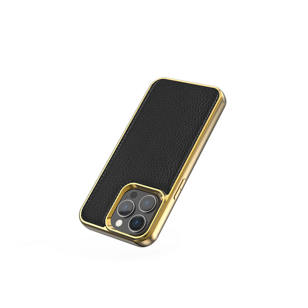 iPhone 13 Kılıf Wiwu Genuine Leather Gold Calfskin Orjinal Deri Kapak