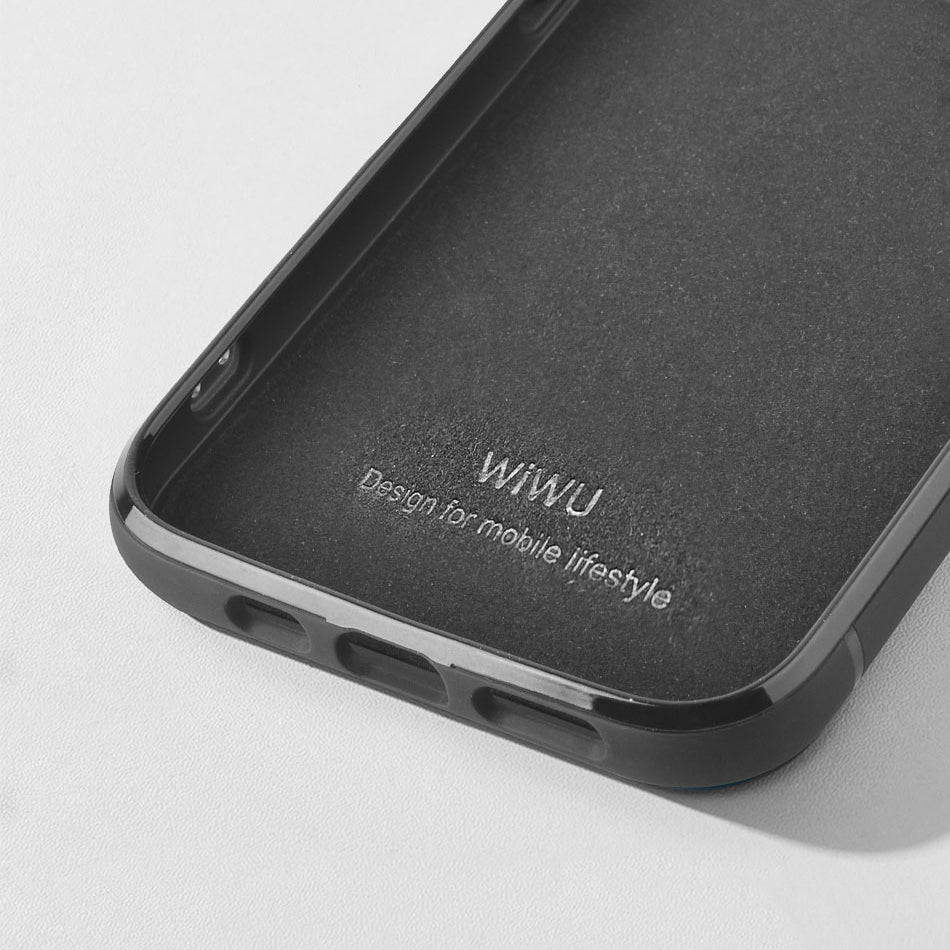 iPhone 13 Kılıf Wiwu Genuine Leather Plastic Calfskin Orjinal Deri Kapak