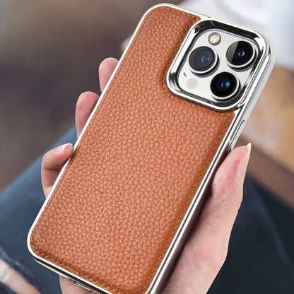iPhone 13 Kılıf Wiwu Genuine Leather Silver Calfskin Orjinal Deri Kapak