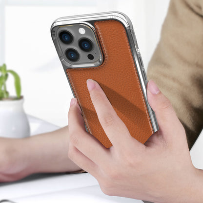 iPhone 13 Kılıf Wiwu Genuine Leather Silver Calfskin Orjinal Deri Kapak