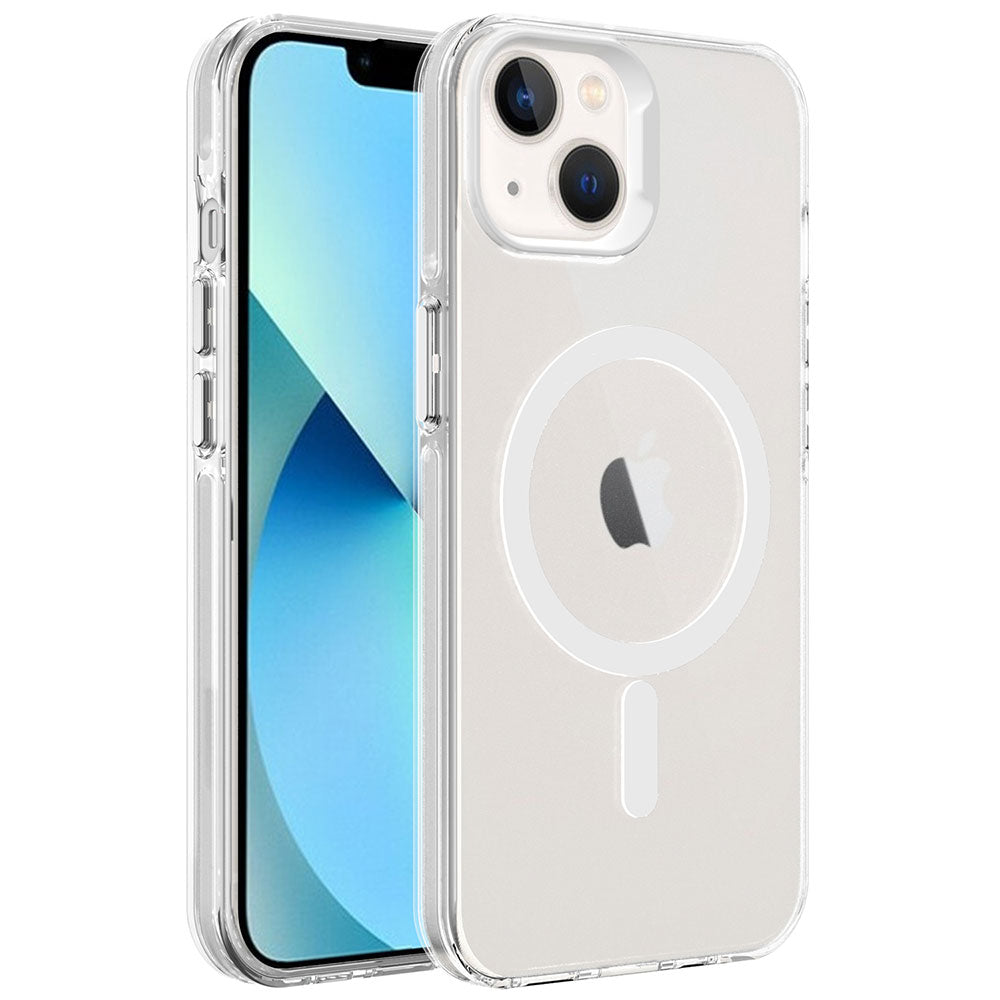 Apple iPhone 13 Kılıf Zore M-safe Şarj Özellikli Buzlu Transparan C-Pro Sert Kapak