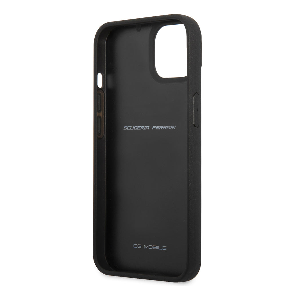 iPhone 13 Mini Kılıf Ferrari Orjinal Lisanlı Klasik Metal Logolu Karbon Dizayn Kapak