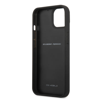 iPhone 13 Mini Kılıf Ferrari Orjinal Lisanlı Klasik Metal Logolu Karbon Dizayn Kapak