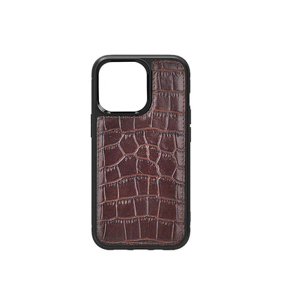 iPhone 13 Mini Kılıf Wiwu Croco Pattern Calfskin Orjinal Deri Kapak