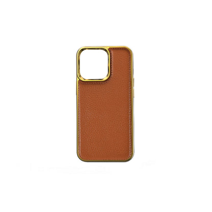 iPhone 13 Mini Kılıf Wiwu Genuine Leather Gold Calfskin Orjinal Deri Kapak