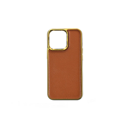 iPhone 13 Mini Kılıf Wiwu Genuine Leather Gold Calfskin Orjinal Deri Kapak