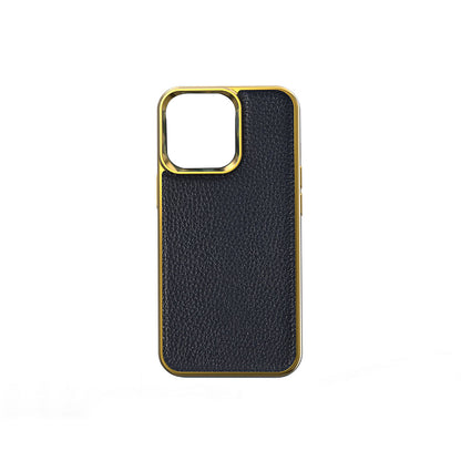 iPhone 13 Mini Kılıf Wiwu Genuine Leather Gold Calfskin Orjinal Deri Kapak