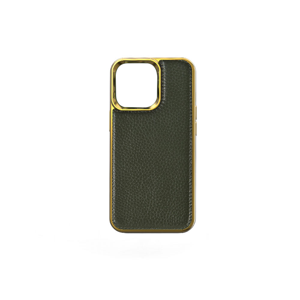 iPhone 13 Mini Kılıf Wiwu Genuine Leather Gold Calfskin Orjinal Deri Kapak