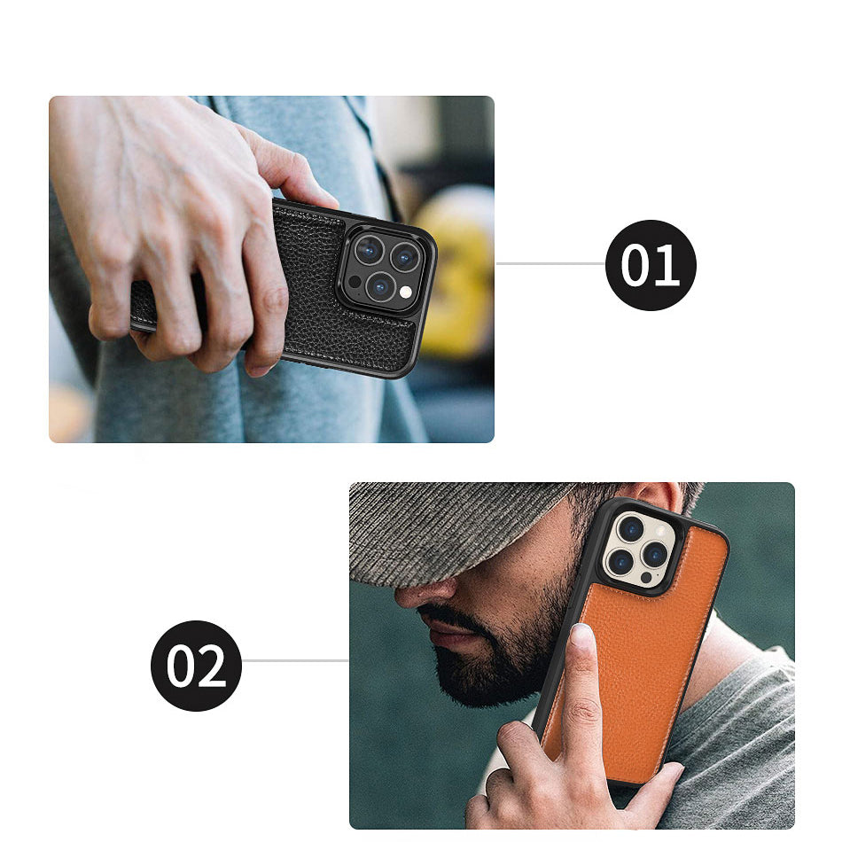 iPhone 13 Mini Kılıf Wiwu Genuine Leather Plastic Calfskin Orjinal Deri Kapak