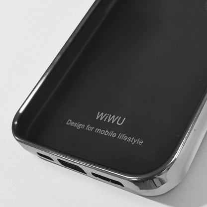 iPhone 13 Mini Kılıf Wiwu Genuine Leather Silver Calfskin Orjinal Deri Kapak