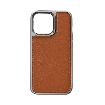 iPhone 13 Mini Kılıf Wiwu Genuine Leather Silver Calfskin Orjinal Deri Kapak