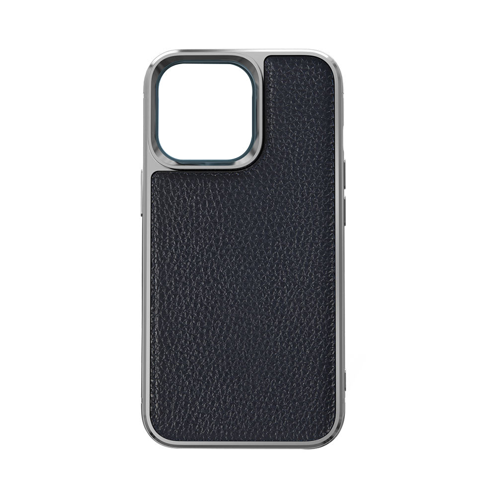 iPhone 13 Mini Kılıf Wiwu Genuine Leather Silver Calfskin Orjinal Deri Kapak