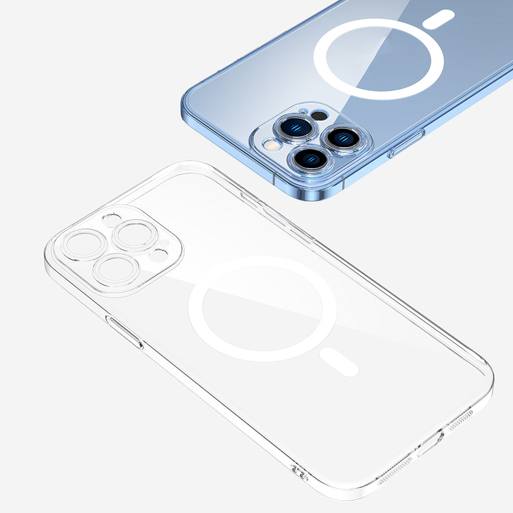Apple iPhone 13 Pro Kamera Korumalı M-Safe Şarj Özellikli Şeffaf Zore London Sert PC Kapak