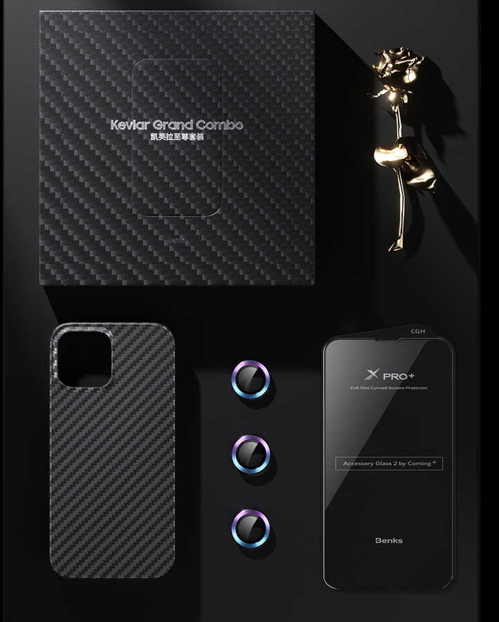 iPhone 13 Pro Kılıf Benks Aramid M-safe 3 in 1 Set