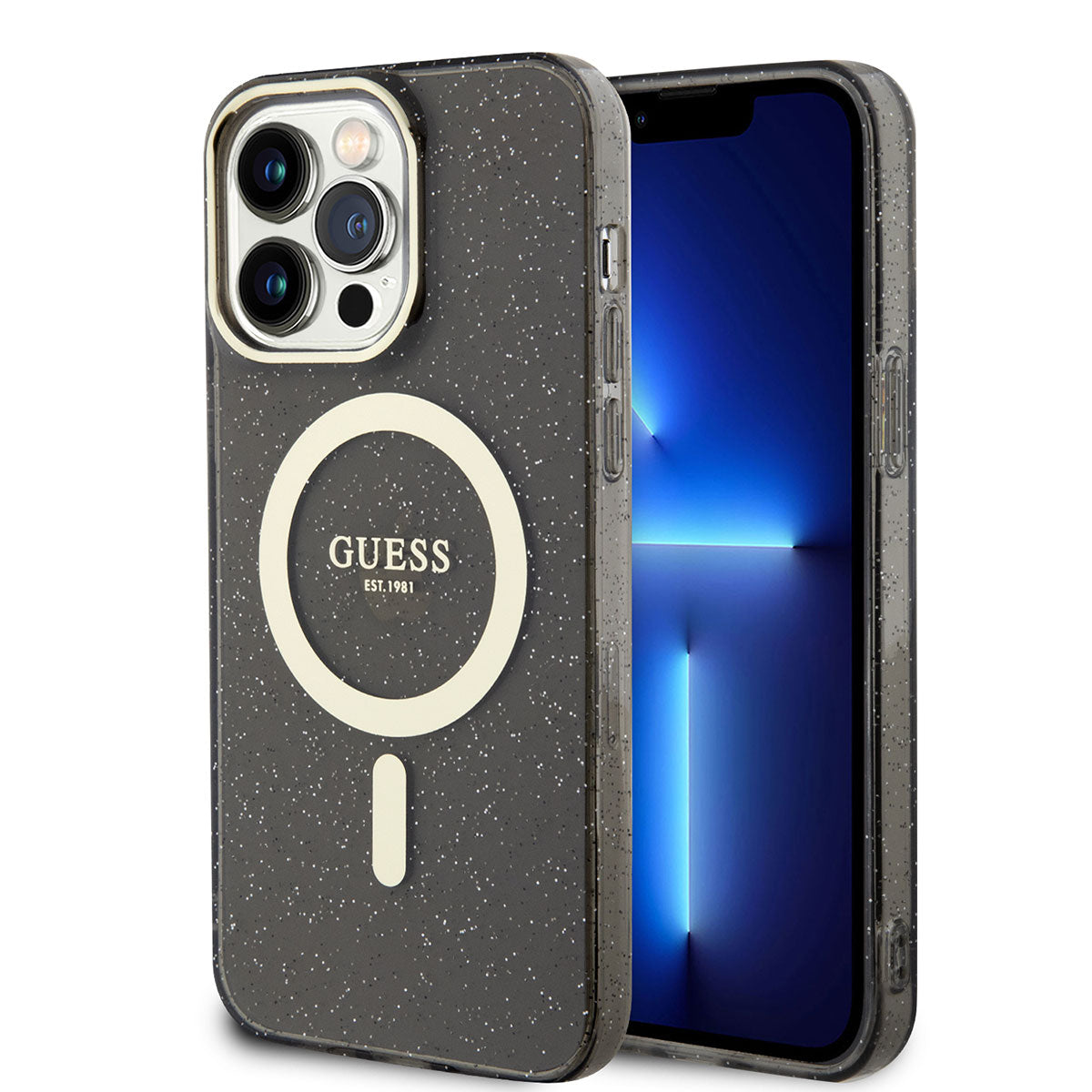 iPhone 13 Pro Kılıf GUESS M-safe Şarj Özellikli Glitter Kapak
