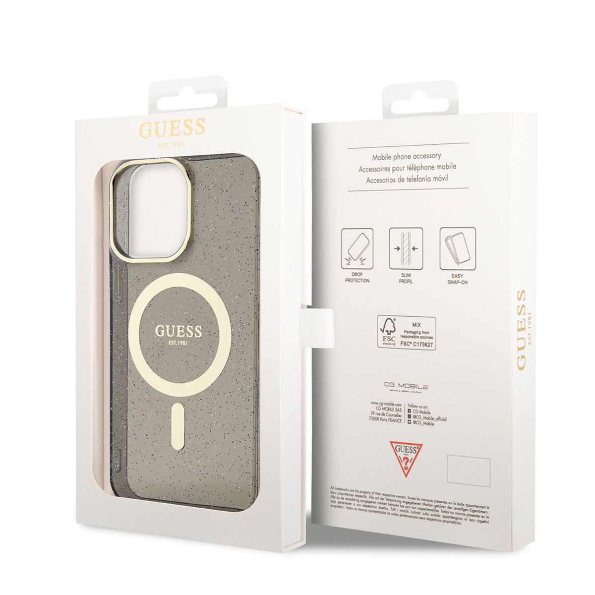 iPhone 13 Pro Kılıf GUESS M-safe Şarj Özellikli Glitter Kapak