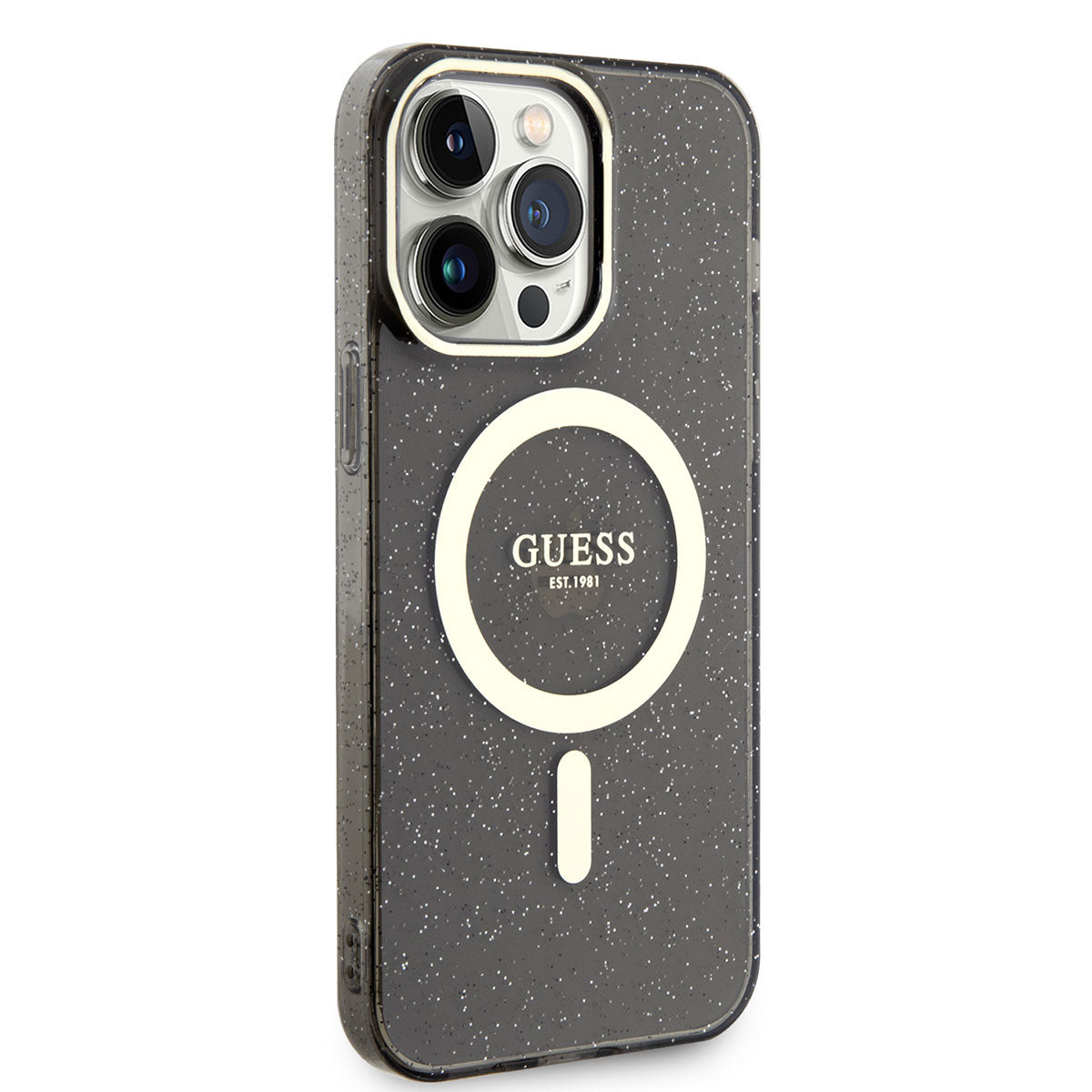 iPhone 13 Pro Kılıf GUESS M-safe Şarj Özellikli Glitter Kapak