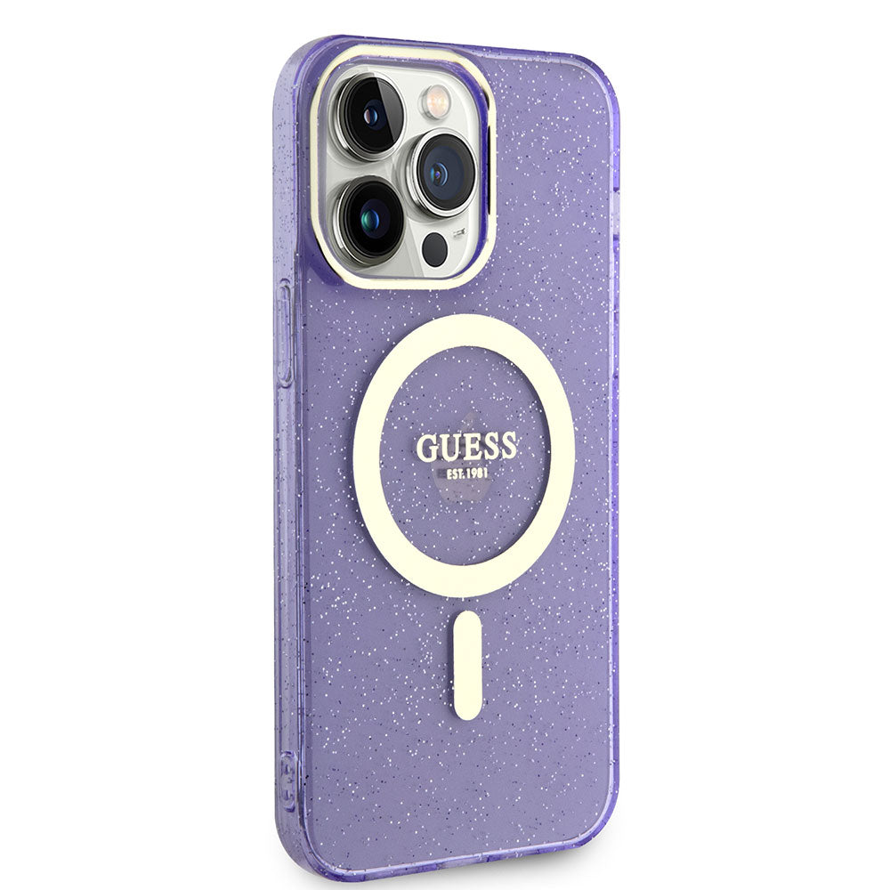 iPhone 13 Pro Kılıf GUESS M-safe Şarj Özellikli Glitter Kapak