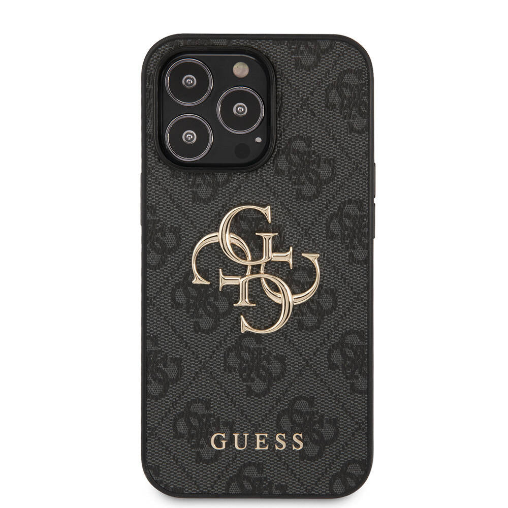 iPhone 13 Pro Kılıf Guess Orjinal Lisanslı PU Deri 4G Desenli Metal Büyük 4G ve Yazı Logolu Kapak