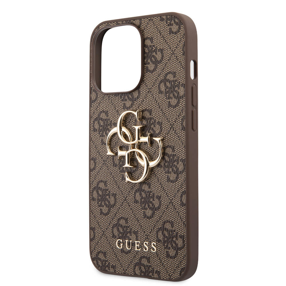 iPhone 13 Pro Kılıf Guess Orjinal Lisanslı PU Deri 4G Desenli Metal Büyük 4G ve Yazı Logolu Kapak
