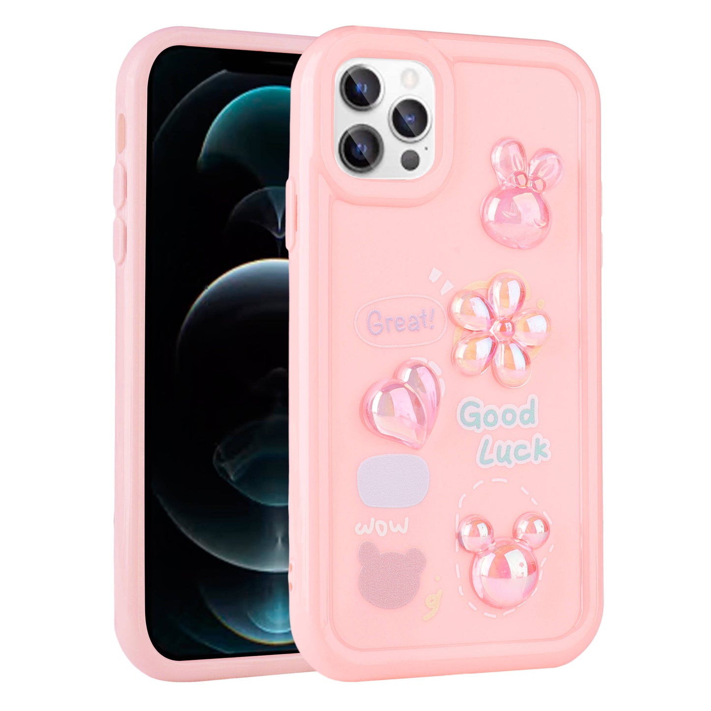 Apple iPhone 13 Pro Kılıf Kabartma Figürlü Parlak Zore Toys Silikon Kapak
