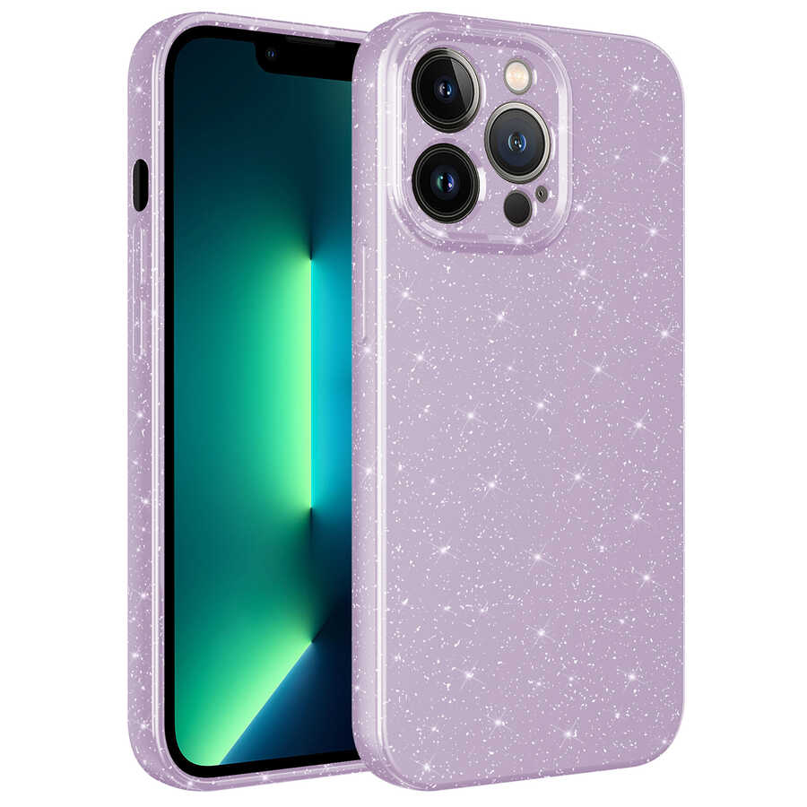 Apple iPhone 13 Pro Kılıf Kamera Korumalı Simli Lüks Zore Koton Kapak