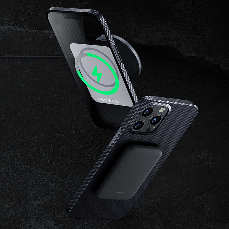 iPhone 13 Pro Kılıf M-safe Özellikli Karbon Fiber Benks Essential Kevlar Kapak