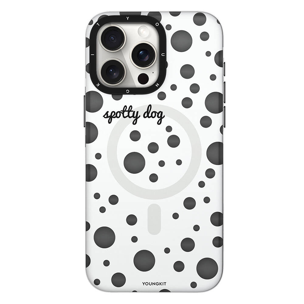 iPhone 13 Pro Kılıf M-safe Şarj Özellikli Polka Dot Desenli Youngkit Spots Serisi Kapak