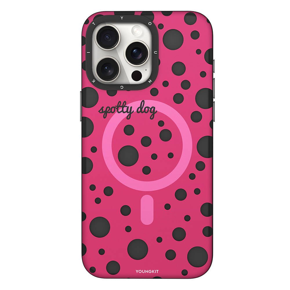 iPhone 13 Pro Kılıf M-safe Şarj Özellikli Polka Dot Desenli Youngkit Spots Serisi Kapak