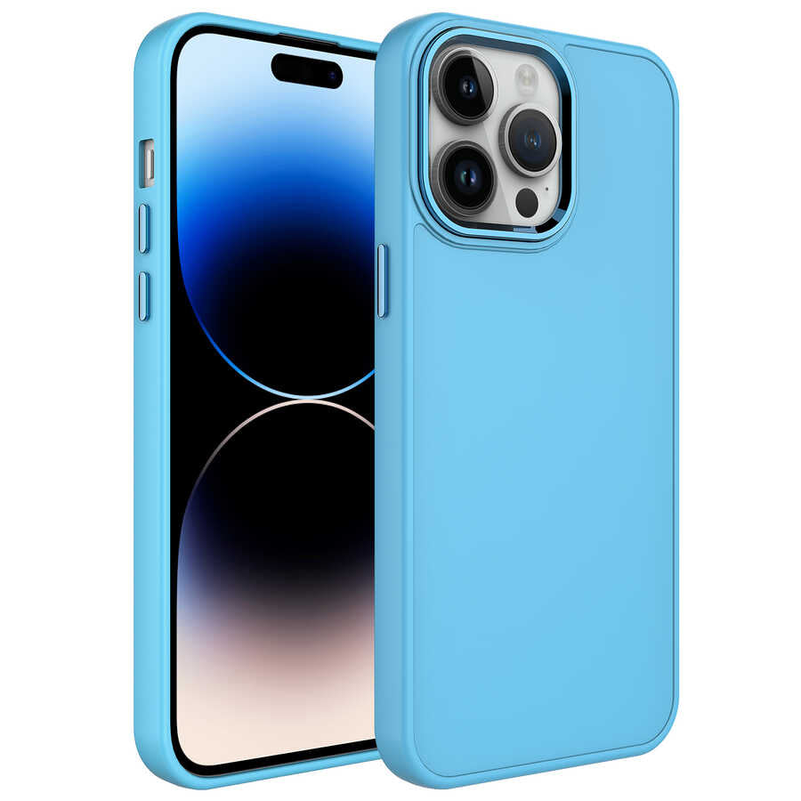 Apple iPhone 13 Pro Kılıf Metal Çerçeve ve Buton Tasarımlı Silikon Zore Luna Kapak