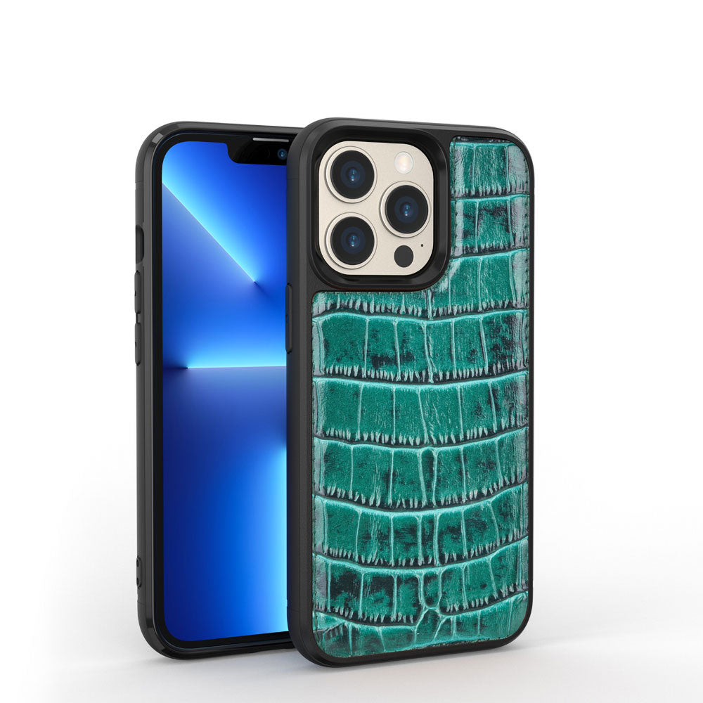 iPhone 13 Pro Kılıf Wiwu Croco Pattern Calfskin Orjinal Deri Kapak