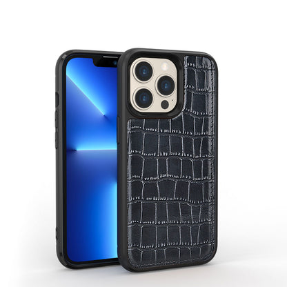 iPhone 13 Pro Kılıf Wiwu Croco Pattern Calfskin Orjinal Deri Kapak